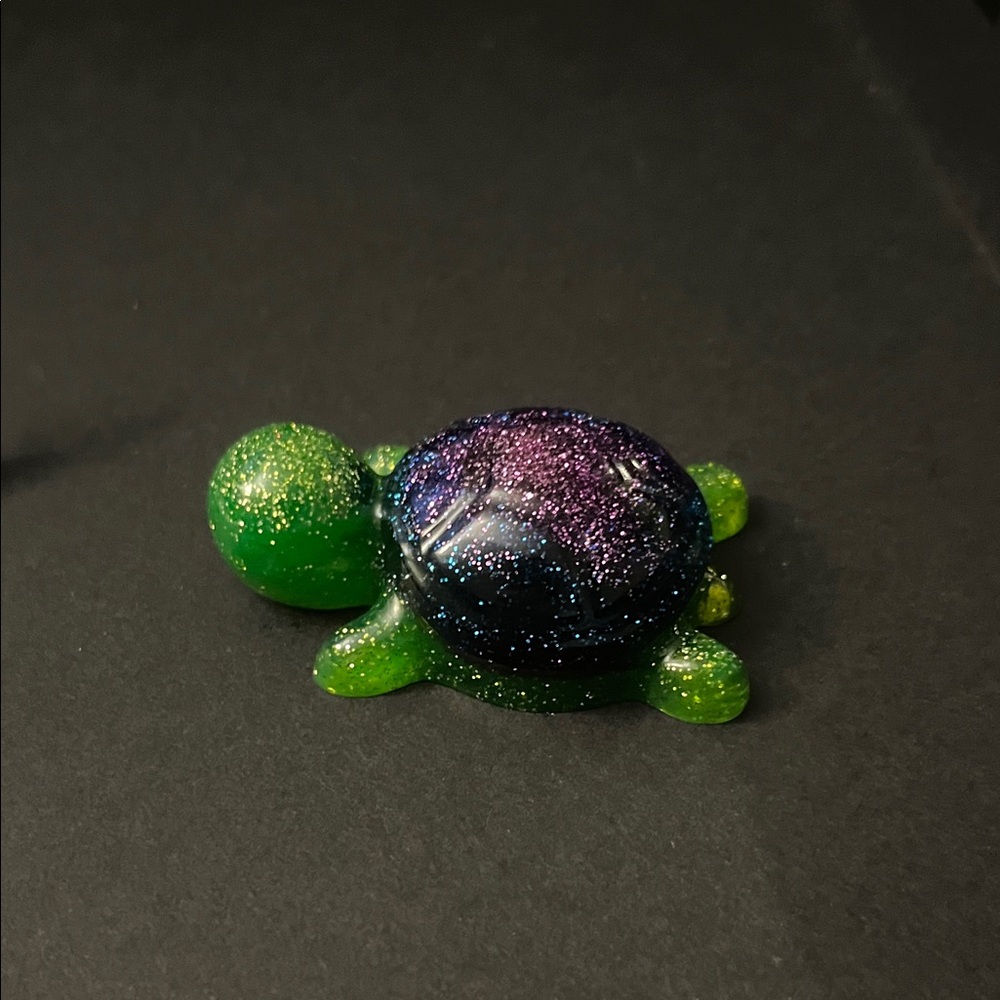 Sparkling Green and Purple Turtle paper weight